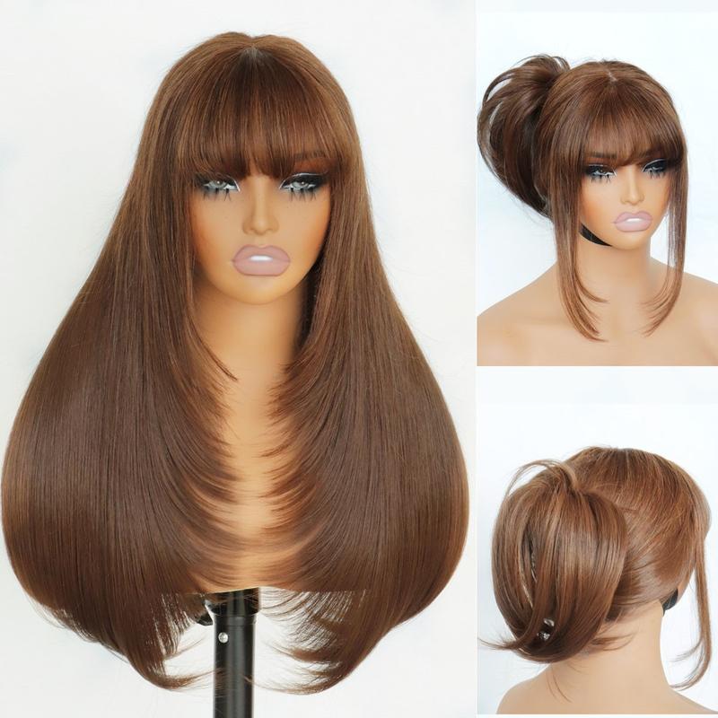 Glueless Layered Wig with Bangs – Wear & Go Lace Front