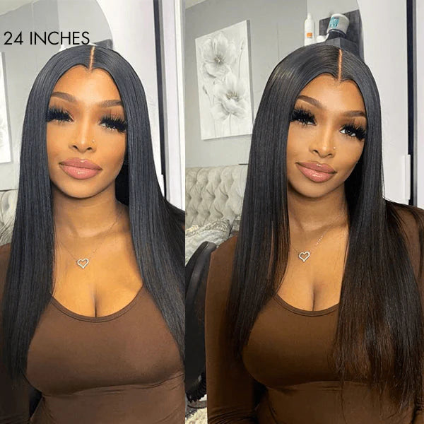 Eterna Pre-plucked 180% Density Glue less 13x4 Frontal Lace Long Wig 100% Human Hair