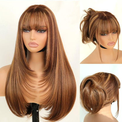 Glueless Layered Wig with Bangs – Wear & Go Lace Front