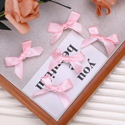 Mini Pink Bow Hair Clips (5 clips)